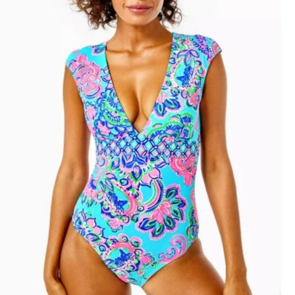 Lilly Pulitzer Imogen One-Piece Swimsuit in Blue Horizon Jungle Sunrise